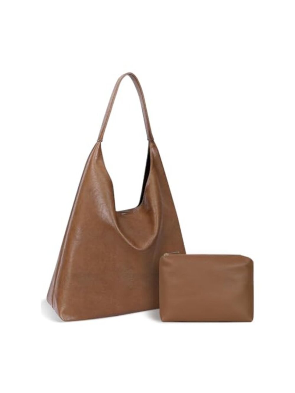 Faux Leather Slouchy Hobo Tote Bag Women Foldable Shoulder Bag Work Shopping